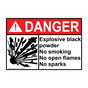 ANSI DANGER Explosive black powder No smoking Sign with Symbol ADE-50443