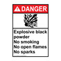 Portrait ANSI DANGER Explosive black powder Sign with Symbol ADEP-50443
