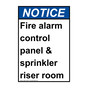 Portrait ANSI NOTICE Fire alarm control panel & sprinkler Sign ANEP-31026