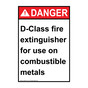 Portrait ANSI DANGER D-Class fire extinguisher for Sign ADEP-31014
