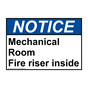 ANSI NOTICE Mechanical Room Fire riser inside Sign ANE-30937