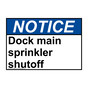 ANSI NOTICE Dock main sprinkler shutoff Sign ANE-30895
