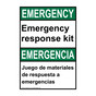 English + Spanish ANSI EMERGENCY Emergency Response Kit Sign AEB-2760