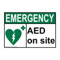 ANSI EMERGENCY AED on site Sign with Symbol AEE-27551