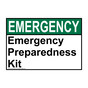 ANSI EMERGENCY Emergency Preparedness Kit Sign AEE-30836
