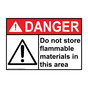 ANSI DANGER Do Not Store Flammable Materials Sign with Symbol ADE-2470