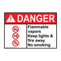 ANSI DANGER Flammable Vapors Keep Fire Away No Smoking Sign with Symbol ADE-3180