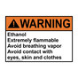 ANSI WARNING Ethanol Extremely flammable Avoid breathing Sign AWE-30421