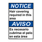 English + Spanish ANSI NOTICE Hair Covering Required Sign ANB-3400