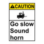 Portrait ANSI CAUTION Go Slow Sound Horn Sign with Symbol ACEP-3375