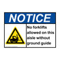 ANSI NOTICE No forklifts allowed on aisle Sign with Symbol ANE-50085
