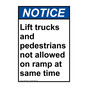 Portrait ANSI NOTICE Lift trucks and pedestrians not Sign ANEP-32902