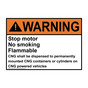 ANSI WARNING Stop motor No smoking Flammable CNG shall Sign AWE-31294