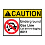 ANSI CAUTION Underground Gas Line Call #811 Sign with Symbol ACE-14048