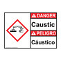 English + Spanish ANSI DANGER Caustic - Cáustico Sign with GHS Symbol ADB-27832