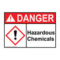 ANSI DANGER Hazardous Chemicals Sign with GHS Symbol ADE-27862