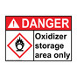 ANSI DANGER Oxidizer storage area only Sign with GHS Symbol ADE-27891