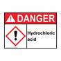 ANSI DANGER Hydrochloric acid Sign with GHS Symbol ADE-38592
