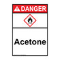 Portrait ANSI DANGER Acetone Sign with GHS Symbol ADEP-37544