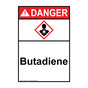 Portrait ANSI DANGER Butadiene Sign with GHS Symbol ADEP-38119
