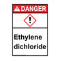 Portrait ANSI DANGER Ethylene dichloride Sign with GHS Symbol ADEP-38536