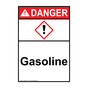 Portrait ANSI DANGER Gasoline Sign with GHS Symbol ADEP-38581