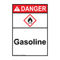Portrait ANSI DANGER Gasoline Sign with GHS Symbol ADEP-38582