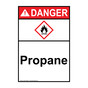 Portrait ANSI DANGER Propane Sign with GHS Symbol ADEP-38599