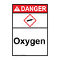 Portrait ANSI DANGER Oxygen Sign with GHS Symbol ADEP-38631