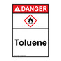 Portrait ANSI DANGER Toluene Sign with GHS Symbol ADEP-38652