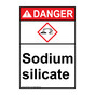 Portrait ANSI DANGER Sodium silicate Sign with GHS Symbol ADEP-38821