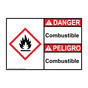 English + Spanish ANSI DANGER Combustible - Combustible Sign with GHS Symbol ADB-27839