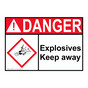 ANSI DANGER Explosives Keep away Sign with GHS Symbol ADE-27848
