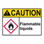 ANSI CAUTION Flammable liquids Sign with GHS Symbol ACE-27851