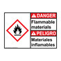 English + Spanish ANSI DANGER Flammable materials - Materiales Sign with GHS Symbol ADB-27854