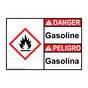 English + Spanish ANSI DANGER Gasoline - Gasolina Sign with GHS Symbol ADB-27860