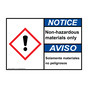English + Spanish ANSI NOTICE Non-hazardous materials only Sign with GHS Symbol ANB-27877