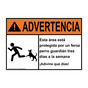 Spanish ANSI WARNING Protected By Guard Dog Sign With Symbol AWS-13625