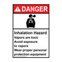 Portrait ANSI DANGER Inhalation Hazard Vapors Are Toxic Sign with Symbol ADEP-3965