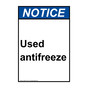 Portrait ANSI NOTICE Used antifreeze Sign ANEP-31700