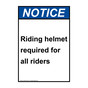 Portrait ANSI NOTICE Riding helmet required for all riders Sign ANEP-37564