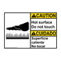 English + Spanish ANSI CAUTION Hot Surface Do Not Touch Sign With Symbol ACB-3870