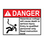 ANSI DANGER Hazardous voltage will cause Sign with Symbol ADE-30283