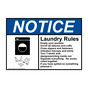 ANSI NOTICE Laundry Rules Empty your pockets Sign with Symbol ANE-30587