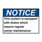ANSI NOTICE This system is equipped with drains which Sign ANE-30736