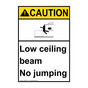 Portrait ANSI CAUTION Low ceiling beam No jumping Sign with Symbol ACEP-33071