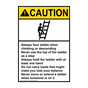 Portrait ANSI CAUTION Ladder Safety Sign with Symbol ACEP-7904