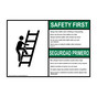 English + Spanish ANSI SAFETY FIRST Always face ladder when climbing or descending Sign With Symbol ASB-7904
