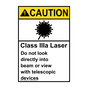Portrait ANSI CAUTION Class IIIa Laser Do Not Look Into Beam Sign with Symbol ACEP-4243