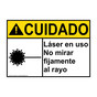 Spanish ANSI CAUTION Laser In Use Do Not Stare Into Beam Sign With Symbol ACS-4220